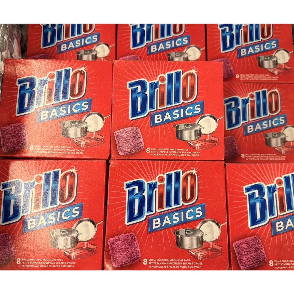Brillo Basics Steel Wool Scrub Pads - 8 Count (LOT OF 24)